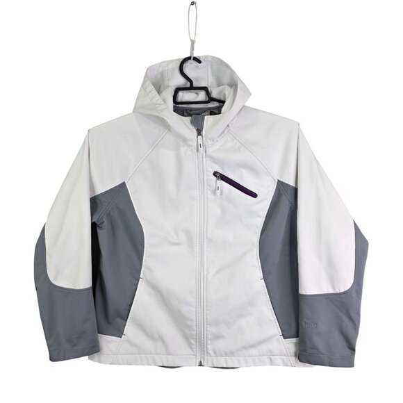 Womens Free Tech Arctic White & Gray Hooded Jacket Full Zip Polyester Size XL - Picture 1 of 11